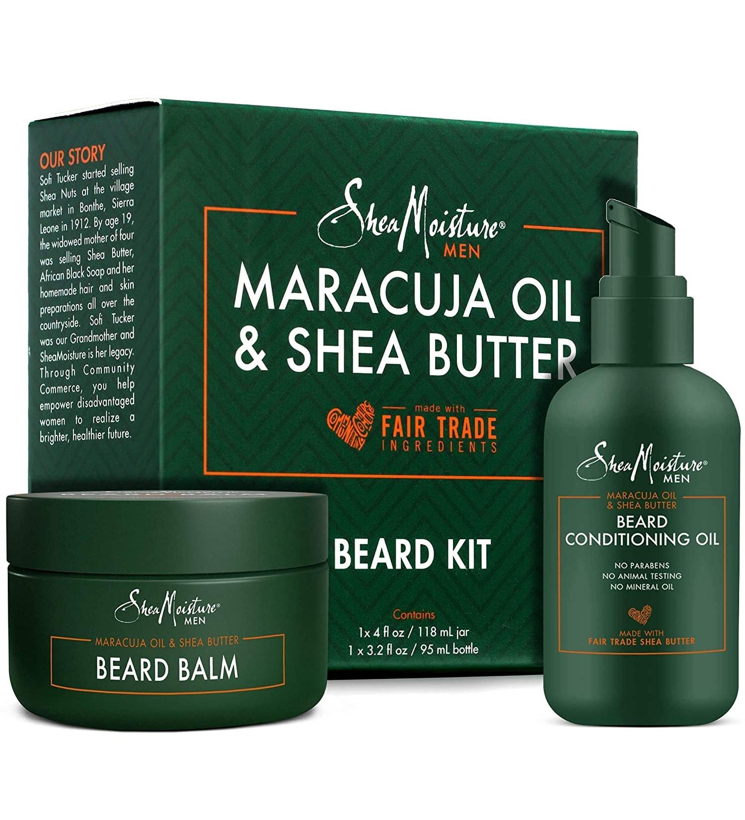 SheaMoisture Beard Oil & Balm Kit for Men - Maracuja & Organic Shea Butter | Dry Beard Softener & Conditioner (2 Piece Set) - International Shipping - Buy Online on GoSupps.com