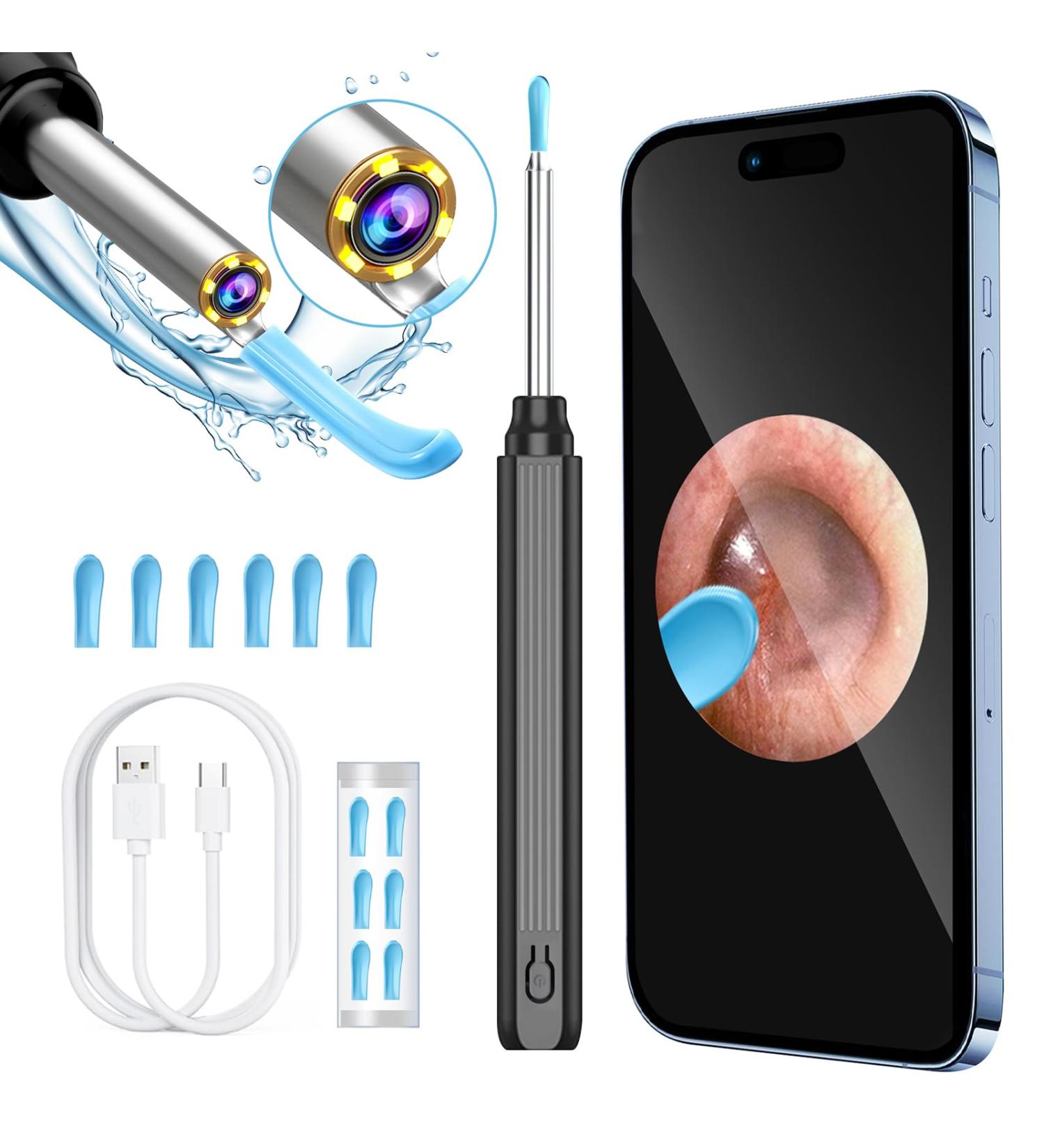 Pumwoy WiFi Ear Wax Removal Otoscope - Ear Cleaner Camera Endoscope for Adults Kids & Pets (Black) - Buy Online on GoSupps.com