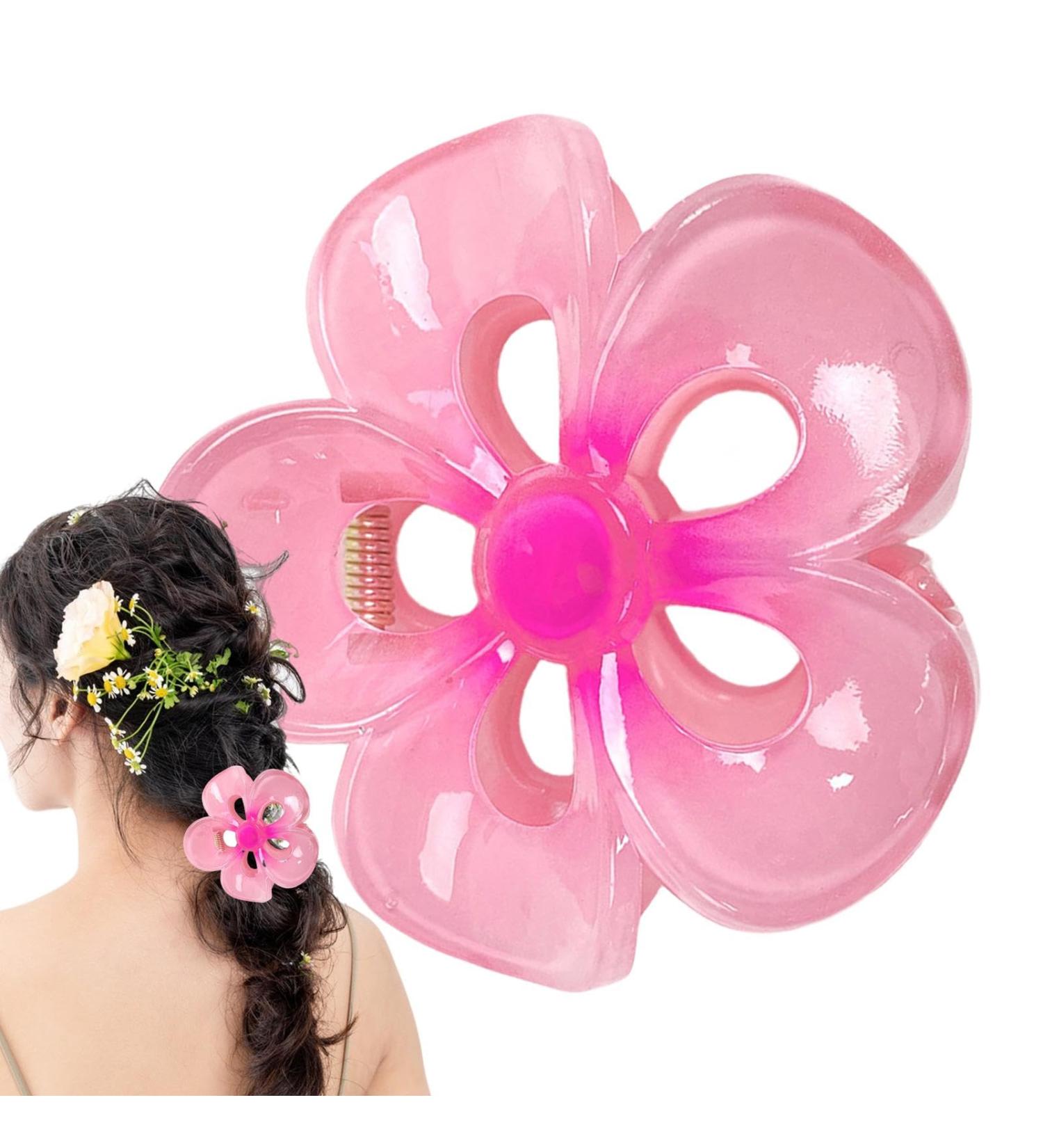 Colorful Flower Hair Clips Flower Hair Clips Acrylic Strong Fixed Hair Clips Versatile Frangipani Grab Clips Non-slip Hair Clips Large Women's Hair Clips For Beach Tropical Hair Pink - Buy Online on GoSupps.com