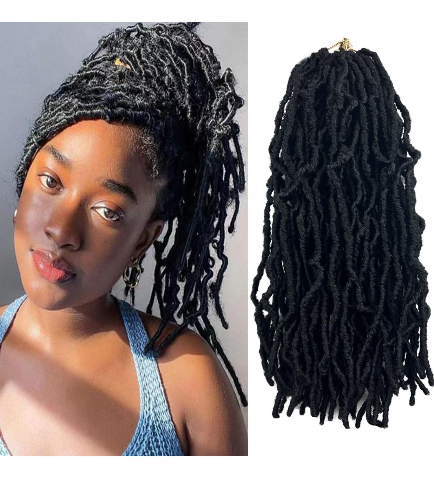 Paraglame Short Faux Locs Crochet Hair 14 Inch - Natural Black Pre-Looped Soft Faux Locs Curly Hair Extension - 8 Packs 1B - Goddess Locs Crochet Hair for Black Women - Buy Online on GoSupps.com