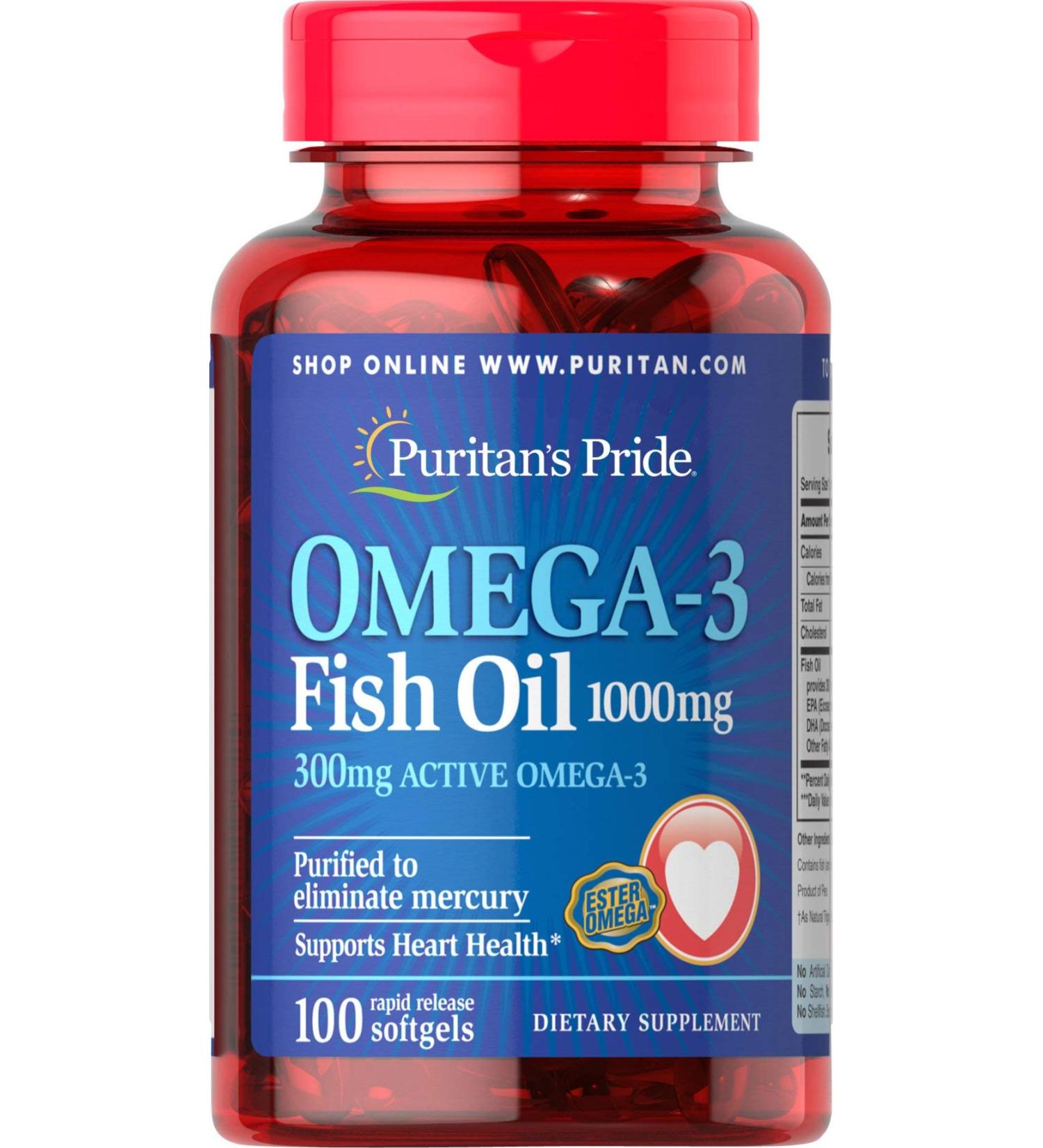 Puritans Pride Omega-3 Fish Oil 1000 Mg 100 Count