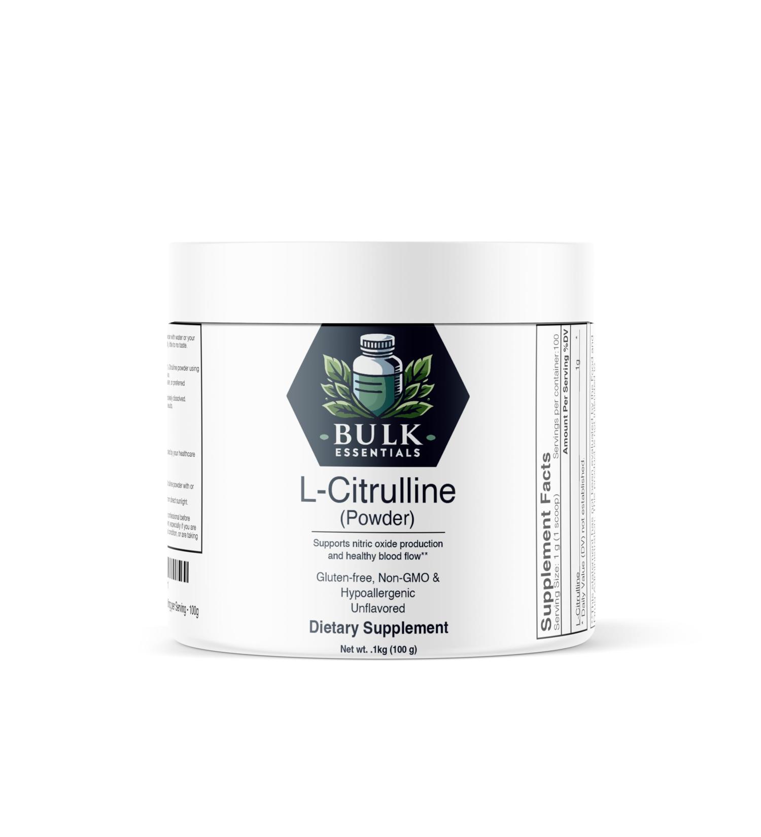 L-Citrulline Powder - Pure Nitric Oxide Supplement Gluten-Free 1000mg per Serving - 100g for Enhanced Performance - Buy Online on GoSupps.com