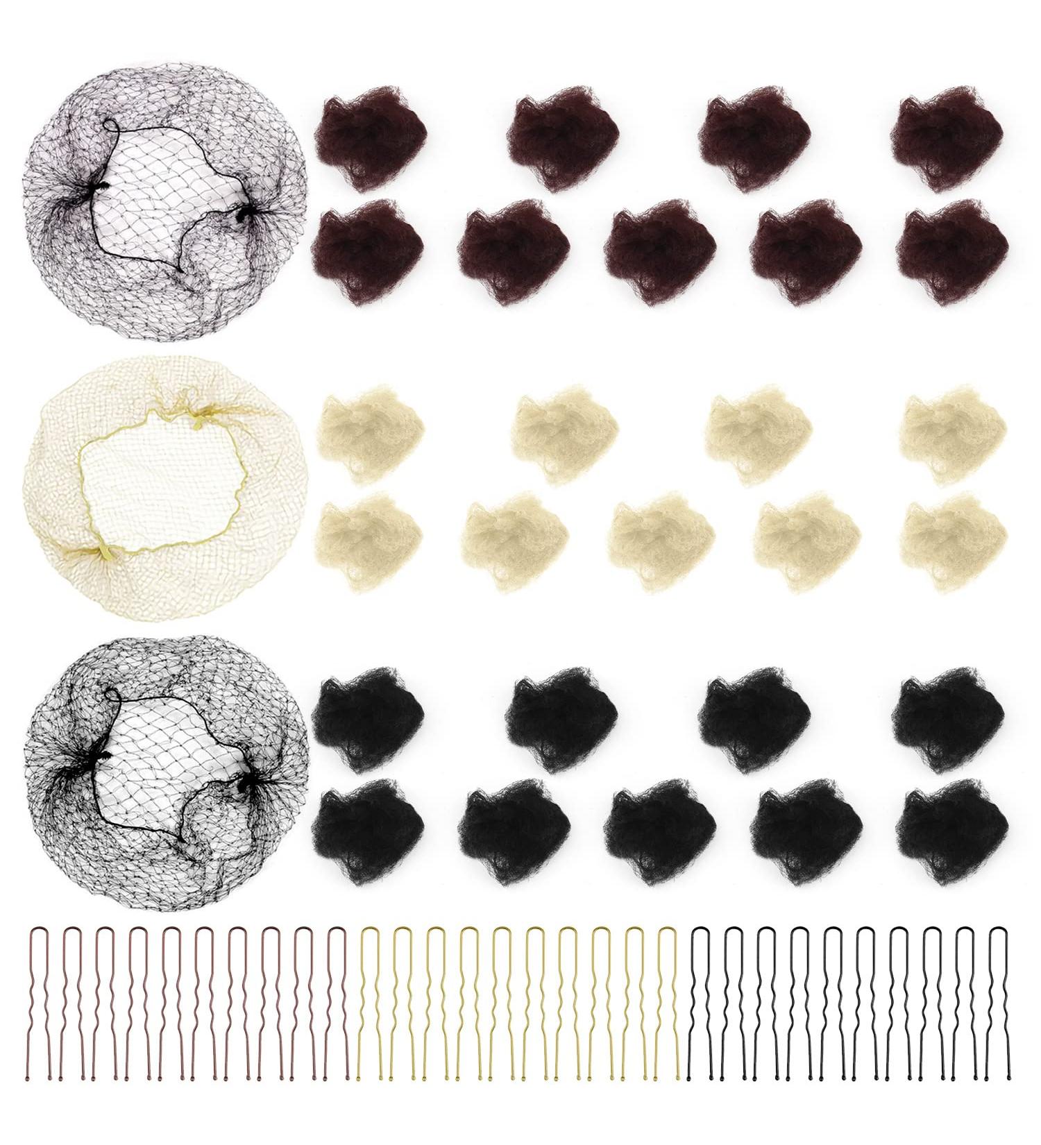 30 Pieces Invisible Hair Networks for Ballet - Elastic Hair Nets with Needles for Kids | Sleeping Hair Accessories in Black Coffee & Gold - Buy Online on GoSupps.com