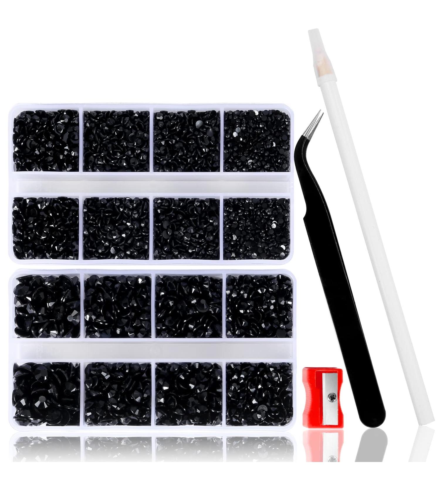 QPRETTY DU Black Rhinestones Set - 10400PCS Jelly Resin Flatback Non Hotfix Crystals for Nails, Crafts with Sharpener, Tweezer, and Picker Pen - Buy Online on GoSupps.com