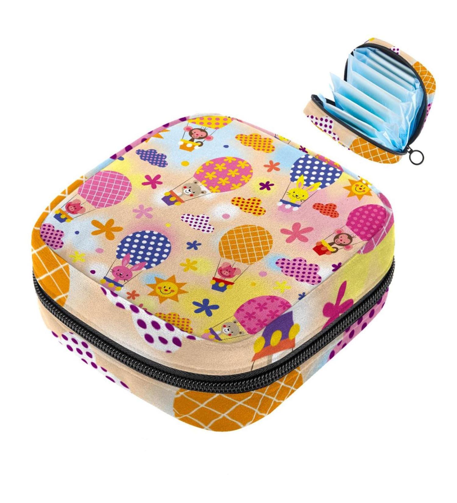 Buy Cute Animal Hot Air Balloon Storage Bags | Women's Menstruation Pockets & Portable Cup - Perfect for Teens & Girls - Buy Online on GoSupps.com