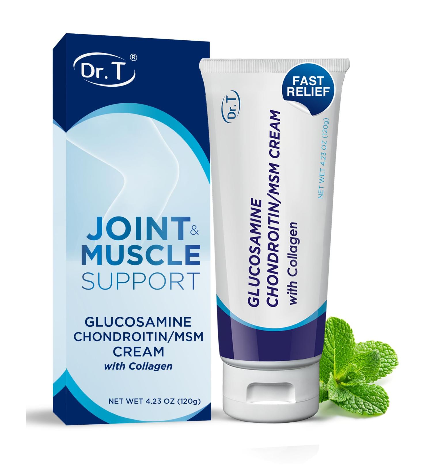 Dr. T Glucosamine Chondroitin Cream - Premium Formula with MSM and Collagen for Joint and Muscle Discomfort - Maintains Joint Strength Flexibility & Muscle Mobility - 4.23 oz / 120g (1 Pack) - Buy Online on GoSupps.com