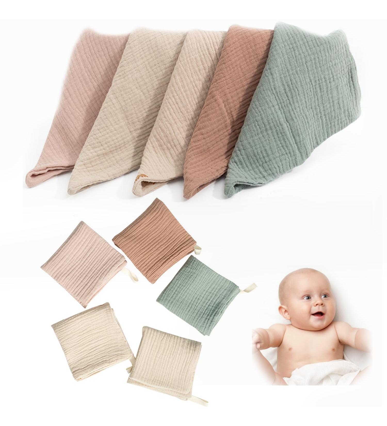 10-Piece Baby Muslin Washcloth & Towel Set - Soft 100% Cotton Reusable for Newborns | 23x23cm Face & Bath Towels - Buy Online on GoSupps.com