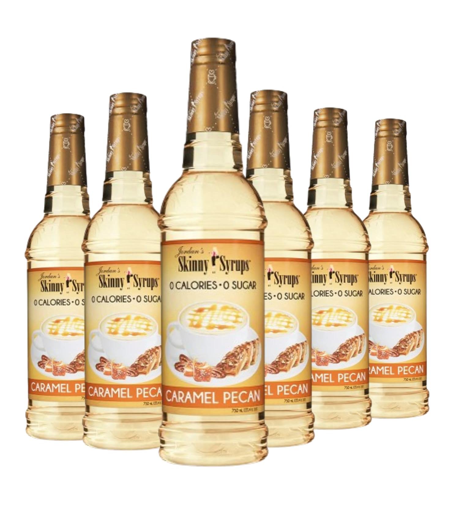 Jordan's Skinny Syrups Sugar-Free Coffee Syrup Caramel Pecan Flavoring for Chai Latte Protein Shake and More - Zero Calorie Gluten-Free Keto Friendly - 750ml (25.4 Fl Oz) - Pack of 6 - Buy Online on GoSupps.com