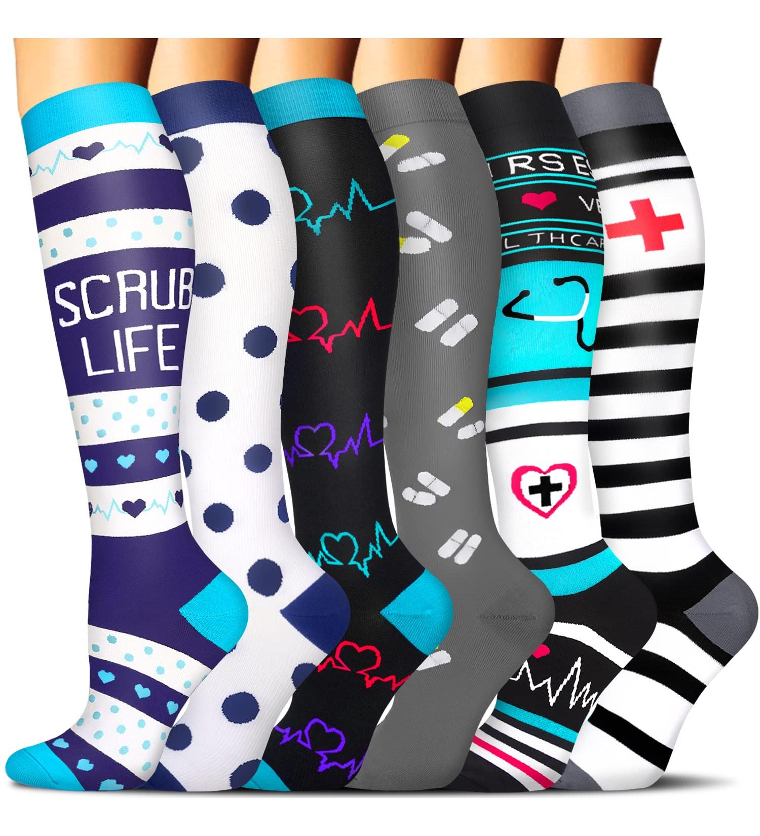 Compression Socks 20-30mmHg for Women & Men 6 Pairs Large-X-Large, Ideal for Running, Nursing & Sports | A03-Assorted - Buy Online on GoSupps.com