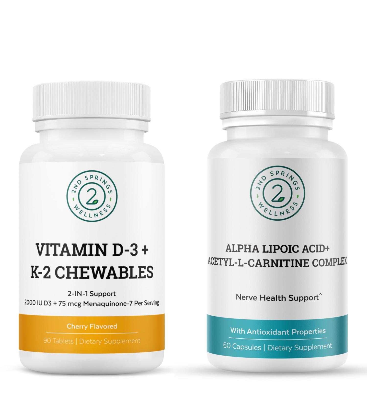 2nd Springs ALA & ALC Complex + Vitamin D3 K2 Bundle | Energy Metabolism Cognitive Support Bone Strength Immune Health & Daily Wellness - Buy Online on GoSupps.com