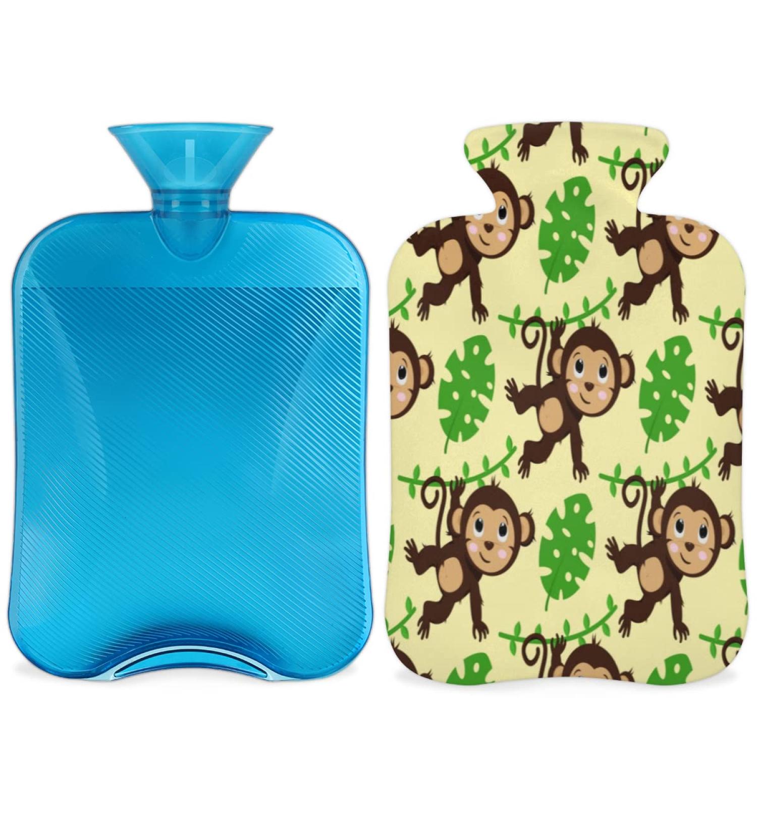 Affe Hot Water Bottle with Fluffy Cover | 2L Capacity | Cozy Cute Monkey Design for Pain Relief | Ideal for Kids & Adults - Buy Online on GoSupps.com