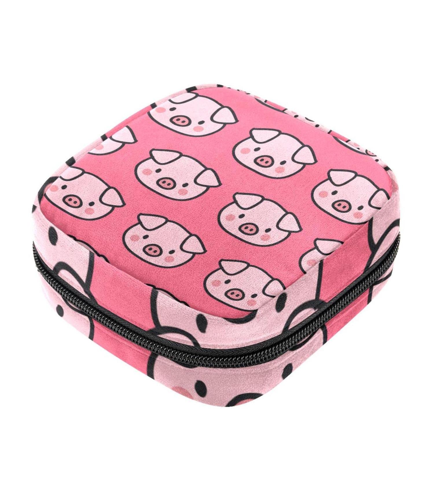 Pig Animal Pink Sanitary Pad Storage Bag | Cute and Convenient Period Pouch for Teen Girls and Women - Buy Online on GoSupps.com