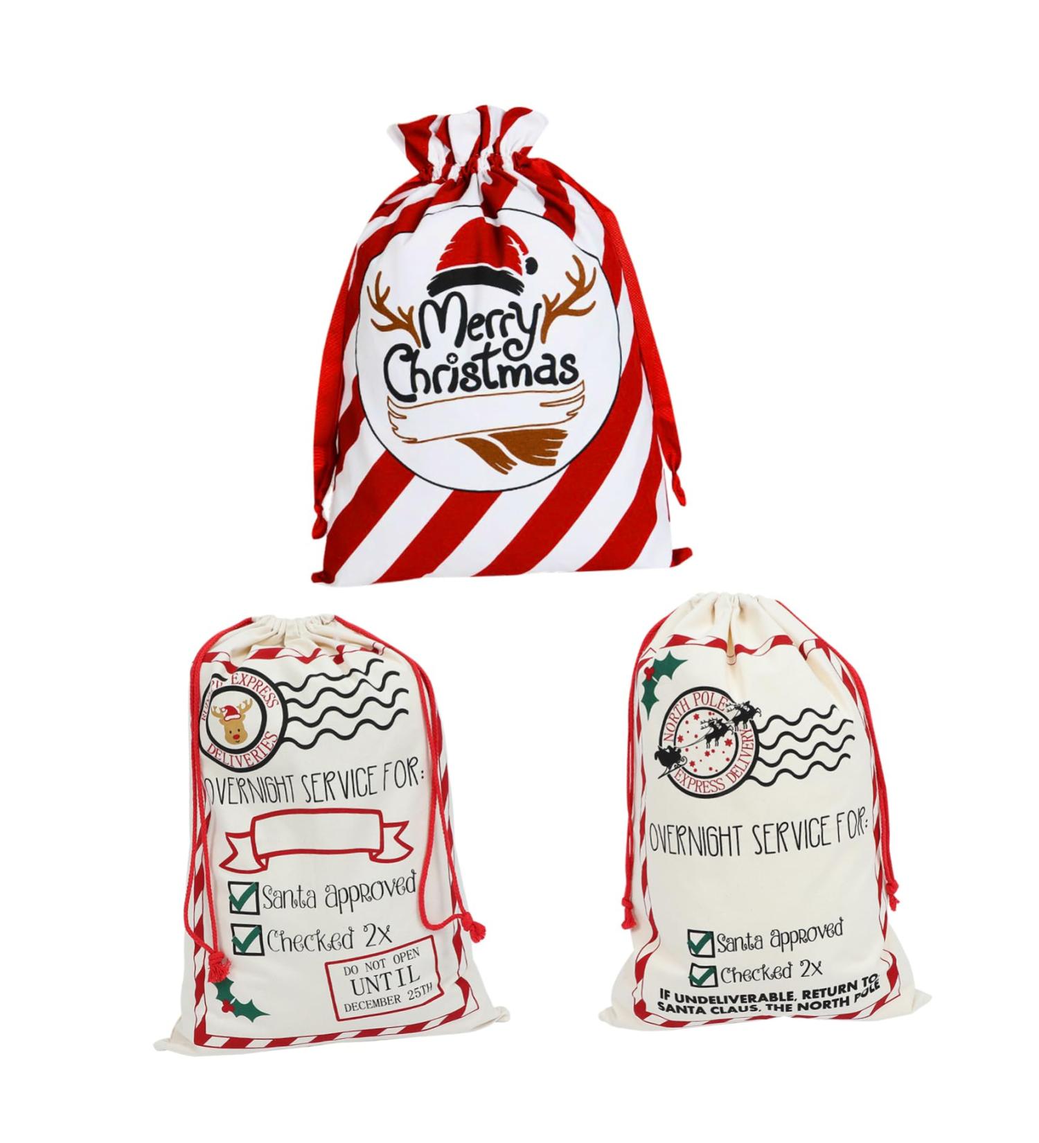 Healvian 3 Pcs Christmas Bag Burlap Bags Burlap Xmas Bags Storage Bags Wrapping Paper Large - Buy Online on GoSupps.com
