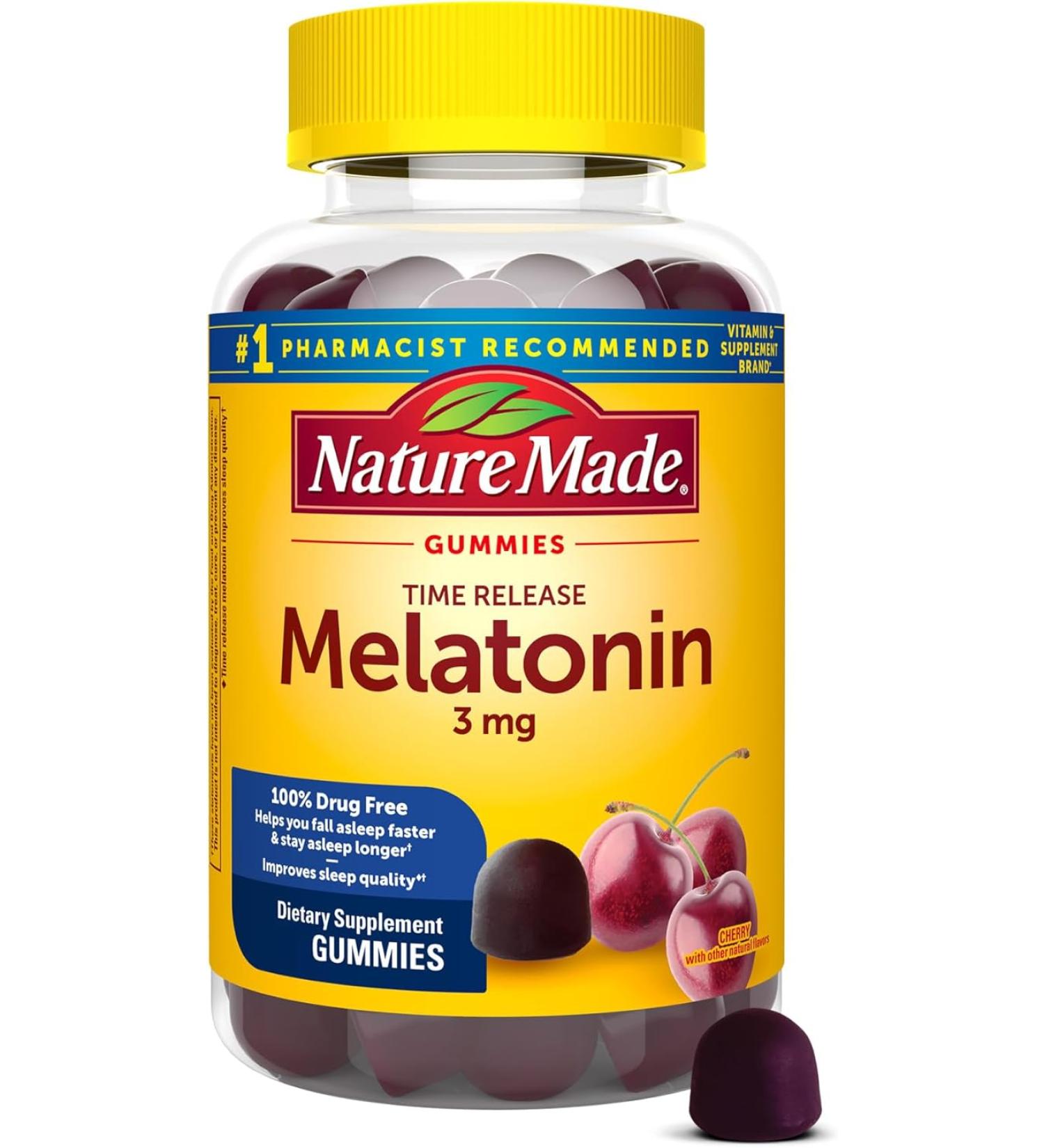 Nature Made Time Release Melatonin 3mg - Cherry - 60 Gummies - Buy Online on GoSupps.com