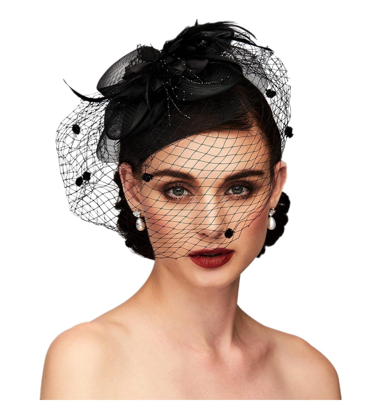 1 Piece Veil Headband Costume Headwear Bridal Hair Accessories Costume Accessories Hooded Headband Charming Women Costume Hair Accessory (Black)