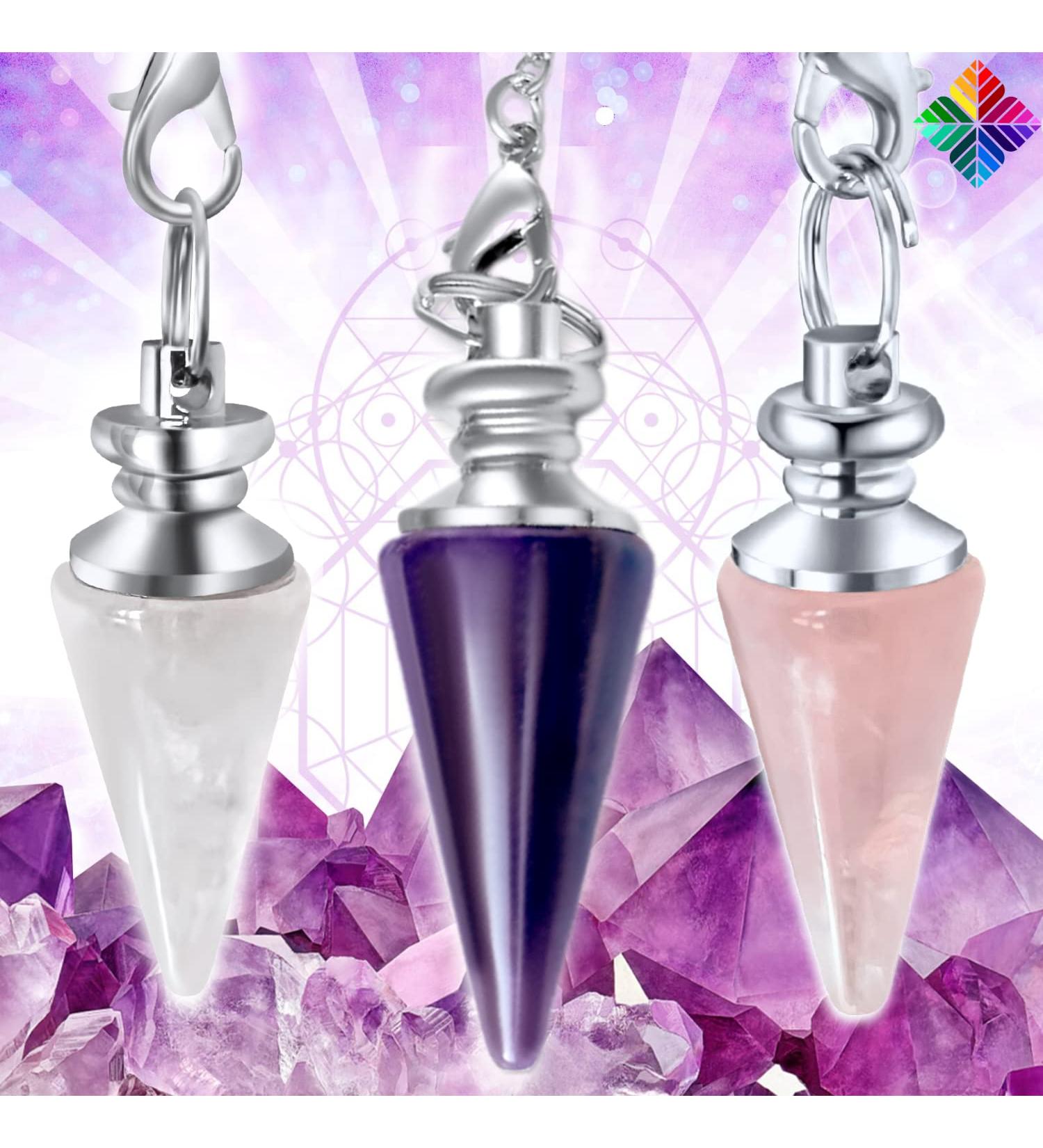 Shop Fortune-Telling Watch X3: Rock Crystal Amethyst & Pink Quartz Pendulum - Natural Stone Radiesthesia Tool - Buy Online on GoSupps.com