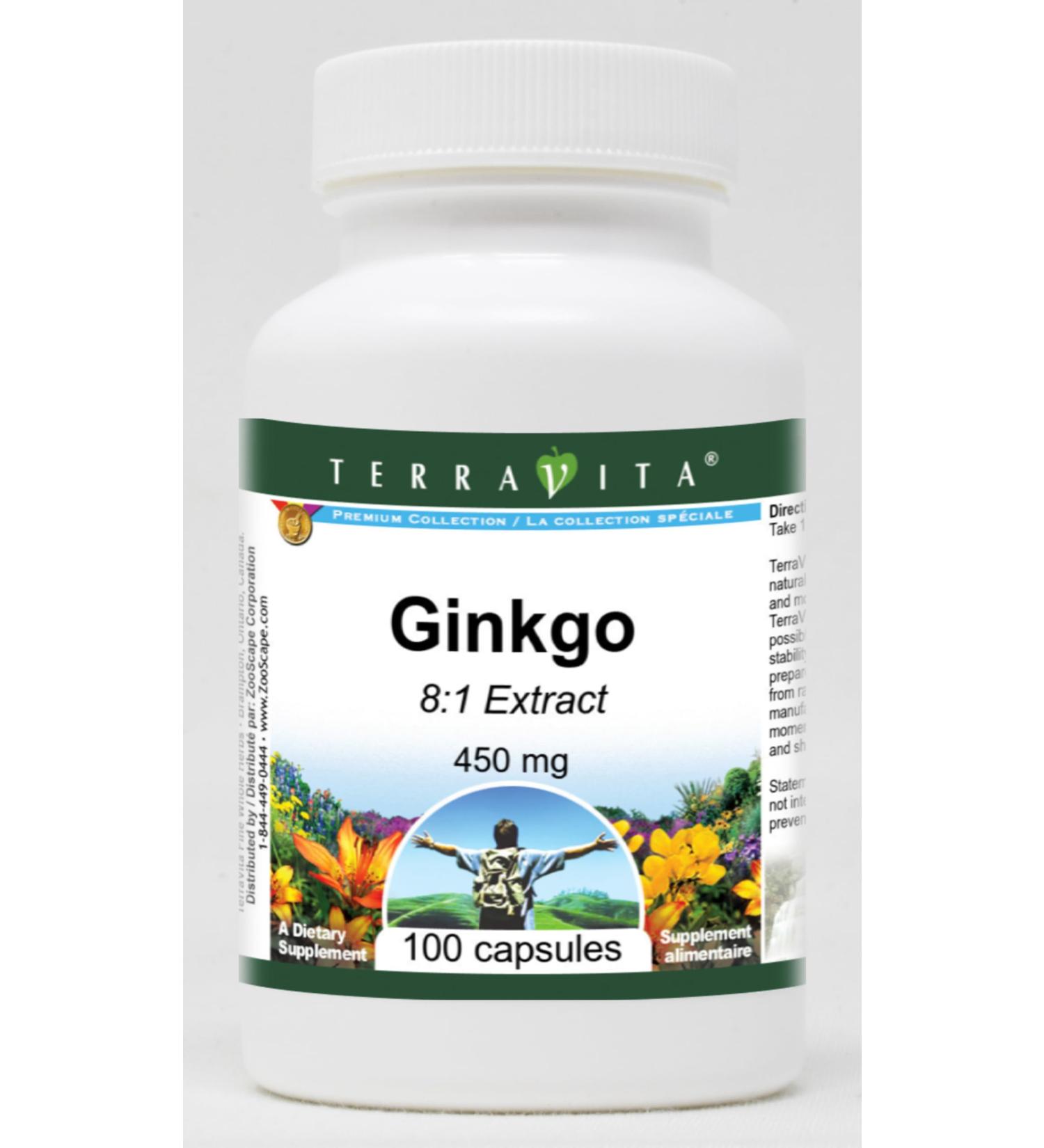 Ginkgo 8:1-450 mg (100 Capsules ZIN: 520217) - Buy Online on GoSupps.com
