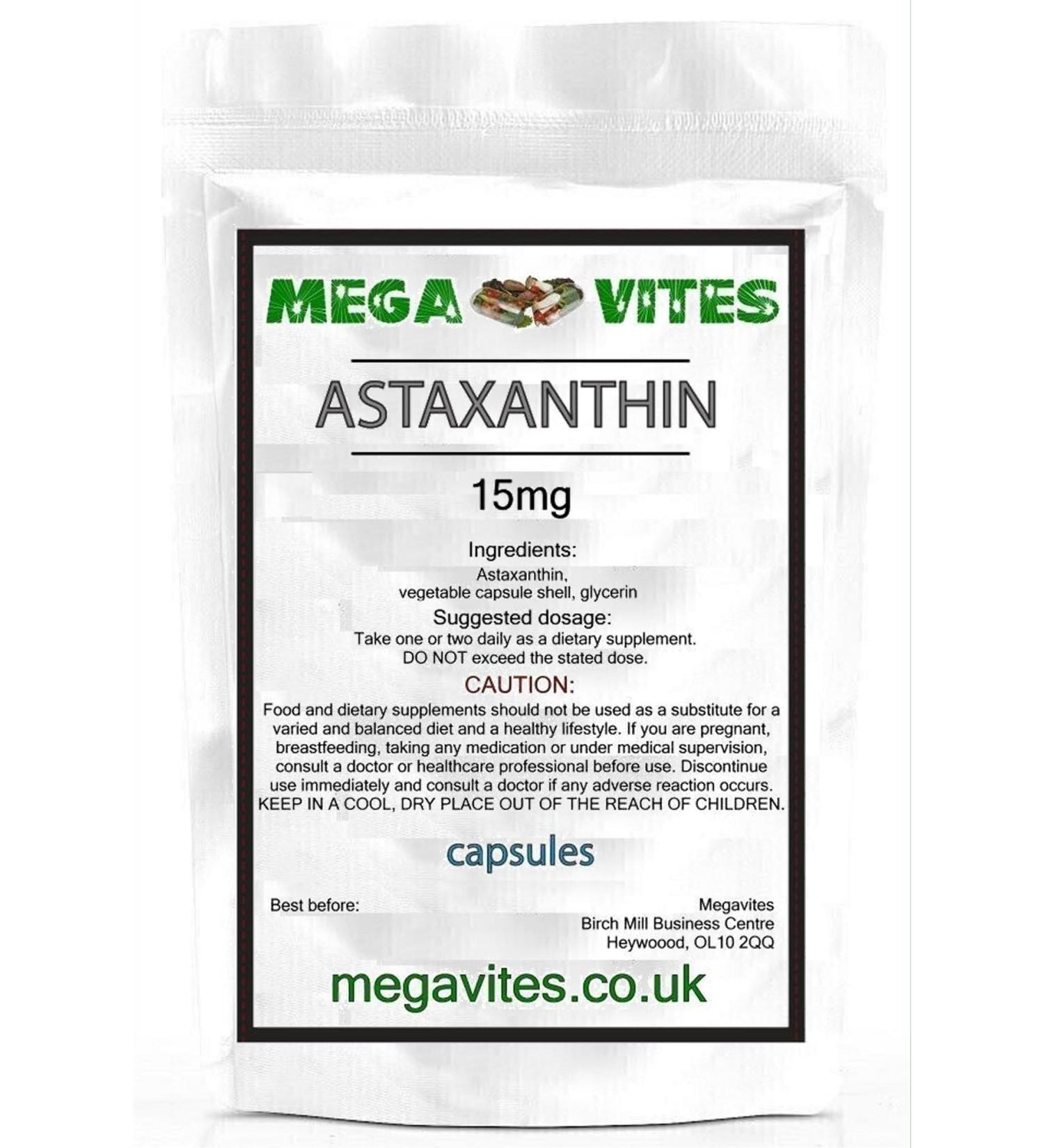 ASTAXANTHIN 15mg Capsules x 365 - MEGAVITES AMINOLAB