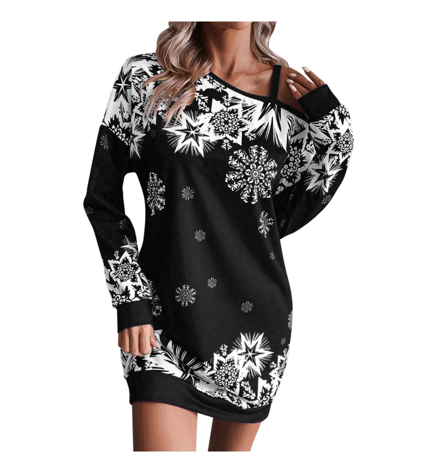 Women's Christmas Dress Sweatshirt - Sexy Cartoon Hooded Tops & Long-Sleeved Sweater for Party - Autumn Winter Fashion - Buy Online on GoSupps.com