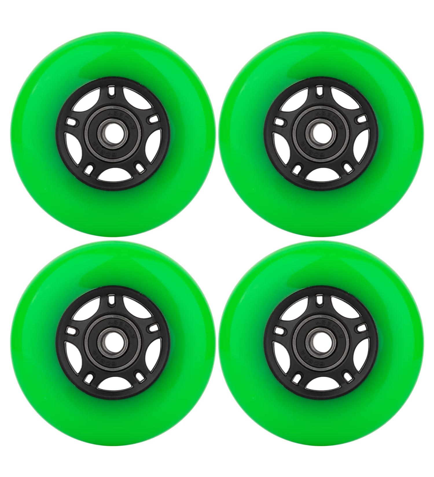 WHEELCOME Inline Skate Wheels 80mm Green - 4-Pack ABEC-9 Bearings, 85A Indoor/Outdoor Roller Hockey Skates - 64mm/70mm/72mm/76mm Options - Buy Online on GoSupps.com