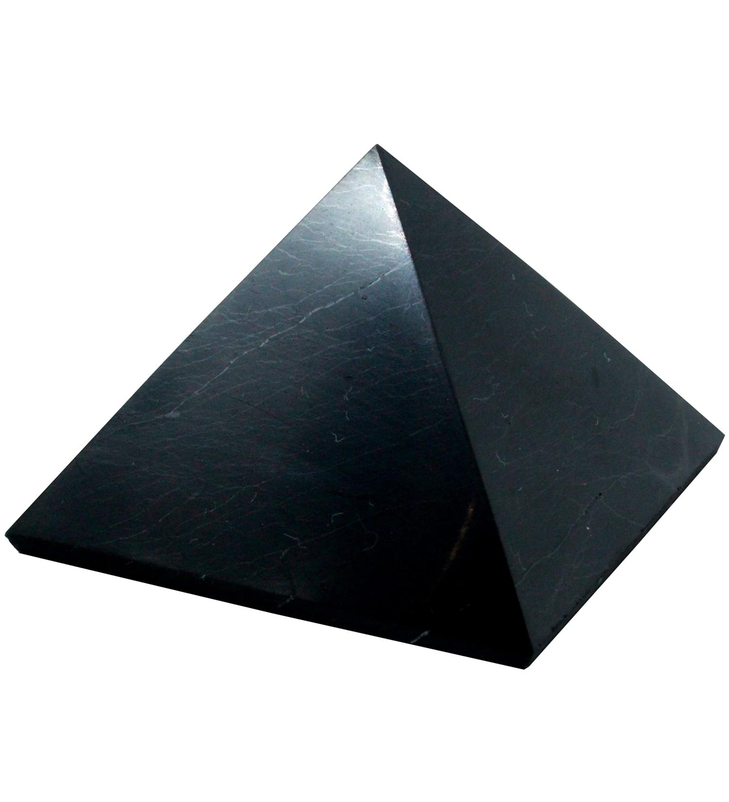 Heka Naturals 5cm Polished Shungite Pyramid | Black Stone Crystal for Home/Office Decor - Chakra Healing Crystals Meditation - Buy Online on GoSupps.com