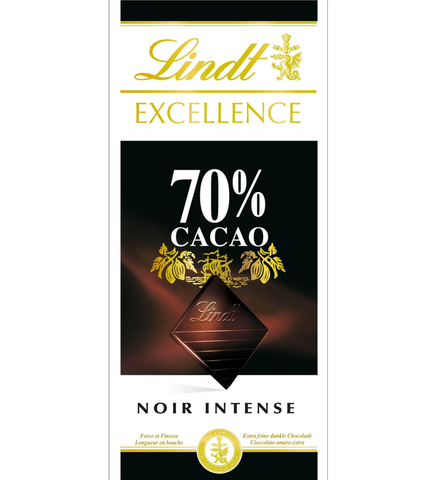  Lindt Lindt Excellence Noir 70% Cocoa - 100 g Pack of 5 - Buy Online on GoSupps.com