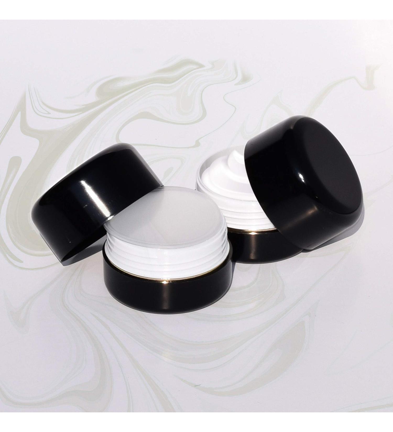 Sample pots 20 Pieces cosmetic pots Empty cosmetic containers with Lid for Creams Sample Make-up Storage (50ml) (black) - Buy Online on GoSupps.com
