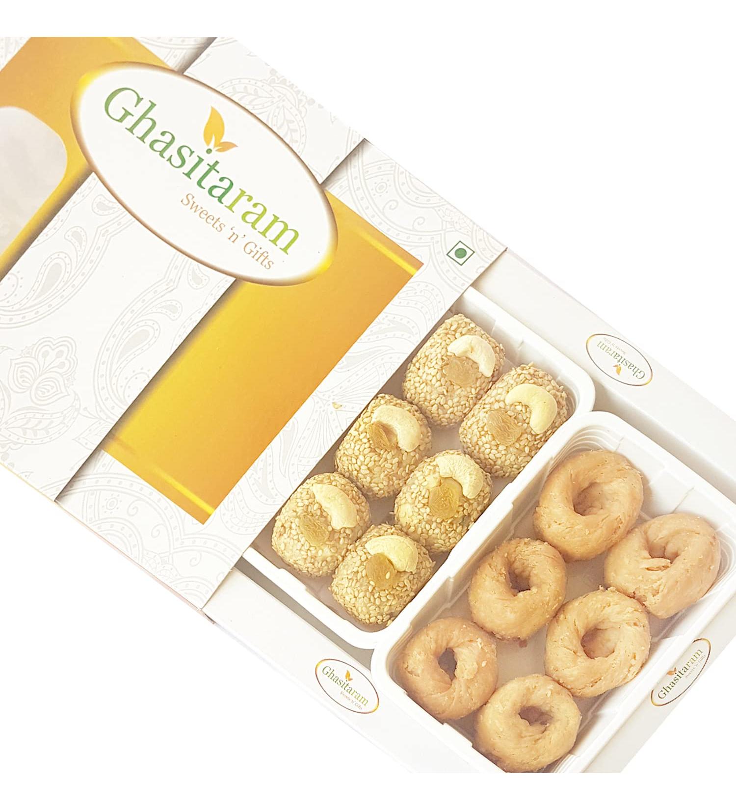 Ghasitaram Gifts Lohri Sweets - Til Laddoo and Khajoor Hamper - Buy Online on GoSupps.com