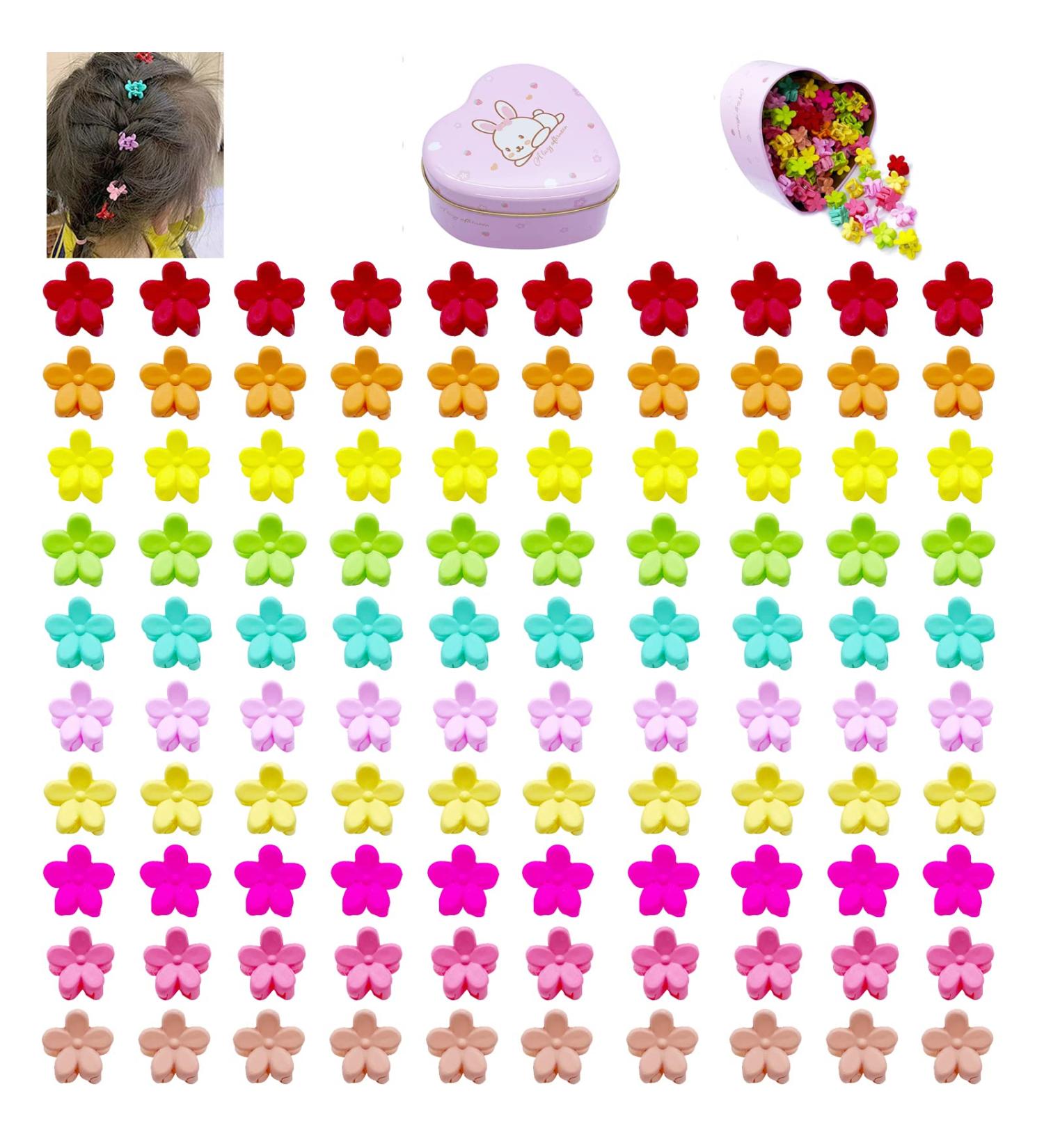 100 Pcs Colorful Flower Baby Hair Clips for Girls with Box - Toddler Hair Accessories - Buy Online on GoSupps.com