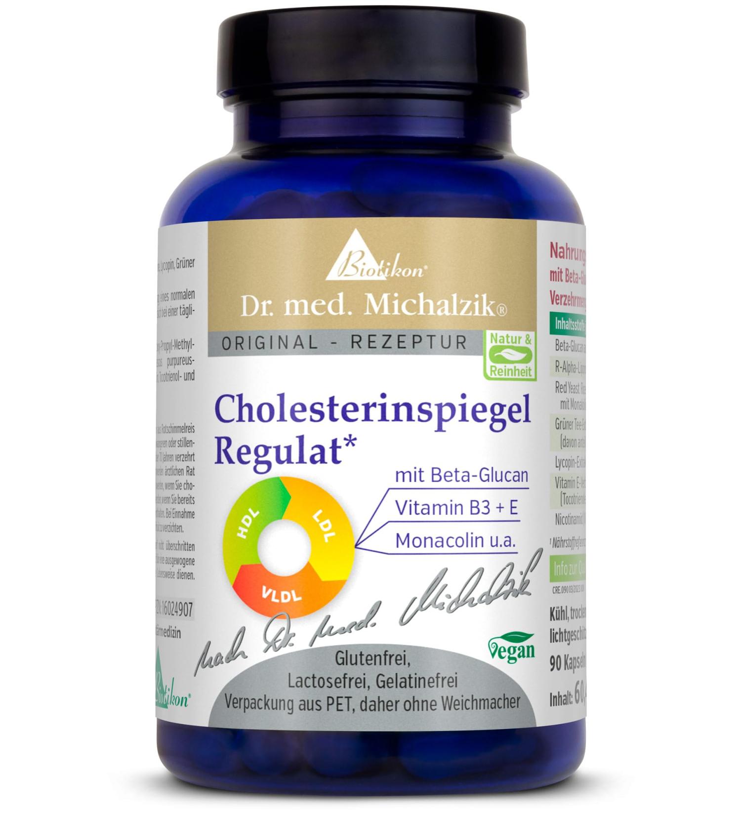 Cholesterol Level Regulator Dr. med. Michalzik - 120 Capsules with R-Alpha Lipoic Acid Lycopene Green Tea Extract & More - Biotikon  - Buy Online on GoSupps.com