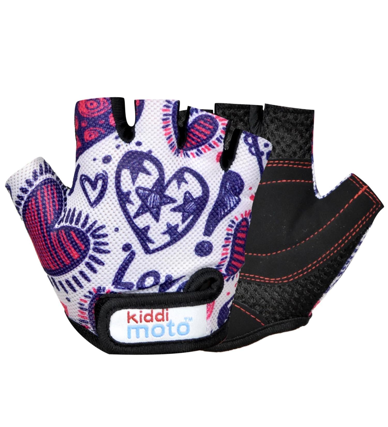 KIDDIMOTO Fingerless Children's Cycling Gloves | Boys & Girls Bike Gloves - Love Design (Size S 2-5 years) - International Shipping Available - Buy Online on GoSupps.com