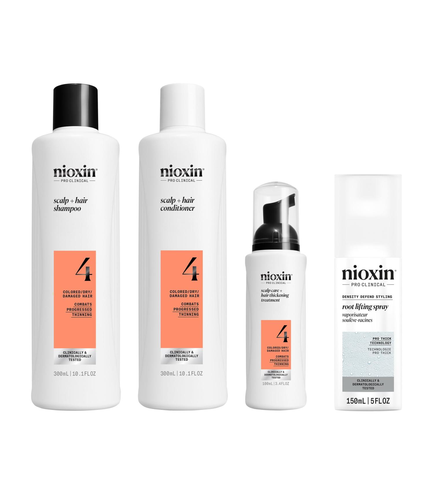 Nioxin Thickening Spray For Natural Hair with Light Thinning Full Size (3 Month Supply) System 4 Kit - Buy Online on GoSupps.com
