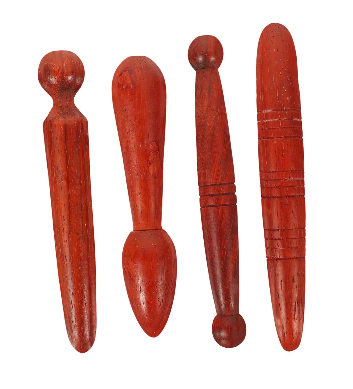 Coolhiya 4-Piece Acupuncture Rod Hand Massager - Wooden Thai Massage Tools & Body Roller for Ultimate Relaxation - Buy Online on GoSupps.com