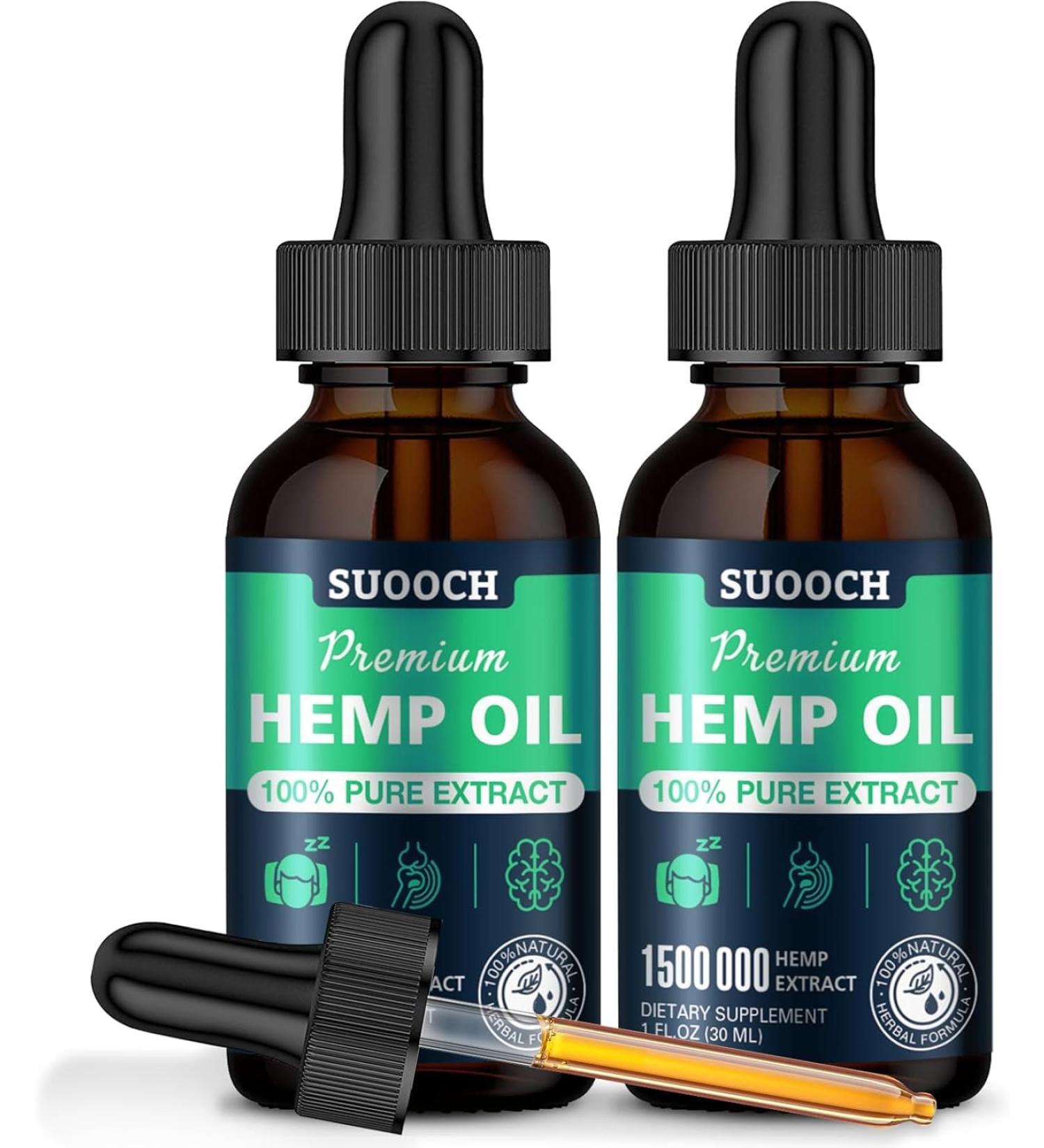 Hemp Oil Organic Premium(2 Pack)- Maximum Strength 100% Natural Drops Hemp Extract Tincture Supports Relaxation - Buy Online on GoSupps.com