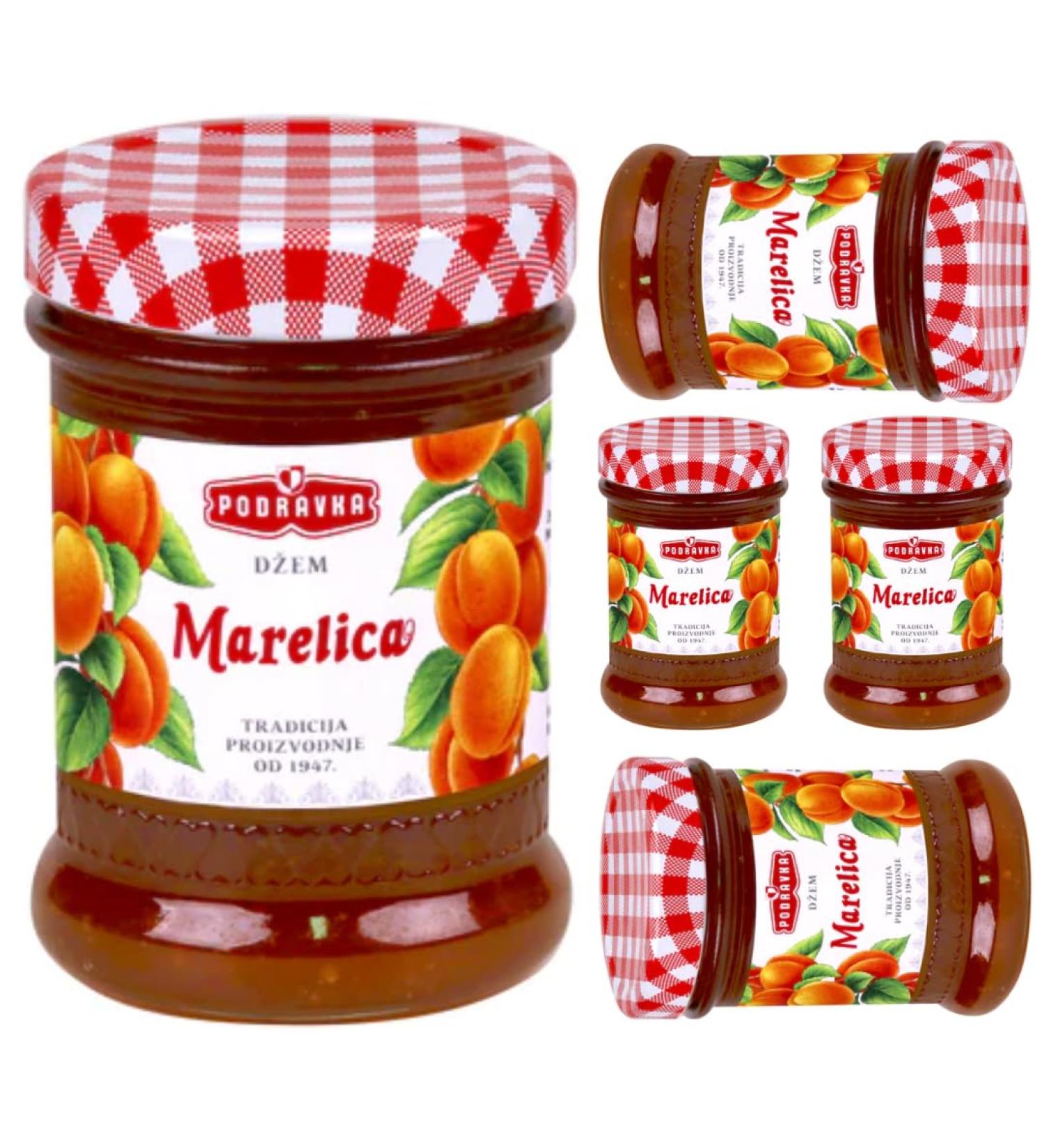 Podravka Set of 5 apricot jams in glass 360 g - Buy Online on GoSupps.com
