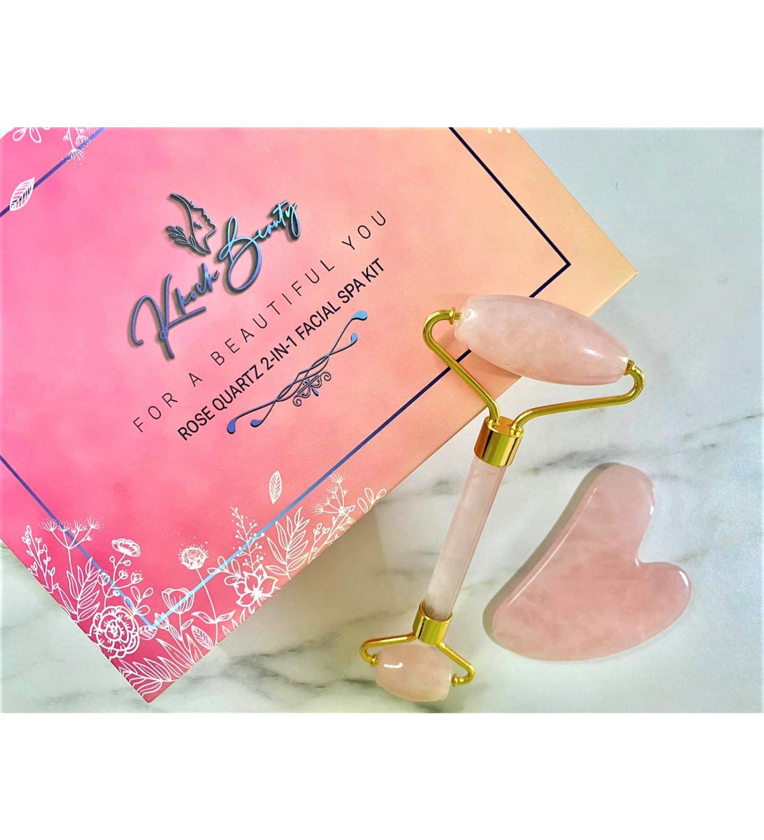 Jade Roller & Gua Sha Rose Quartz Facial Tools - Anti-Aging Face Massager for Women | Bonus Headband Gift - Buy Online on GoSupps.com