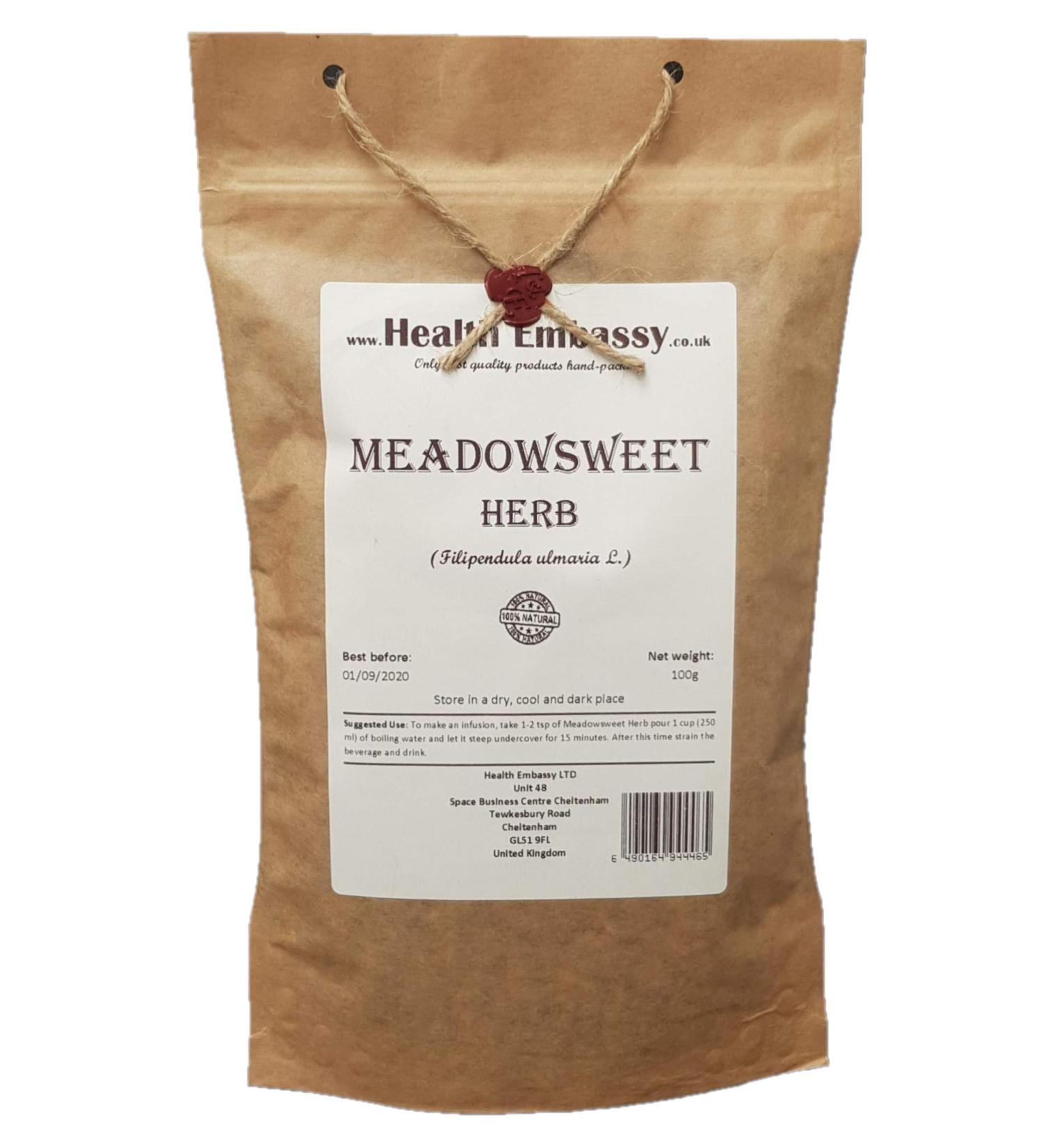 Health Embassy Meadowsweet Herb/Ulmaire Herbe (Filipendula ulmaria L) (50g) - Buy Online on GoSupps.com
