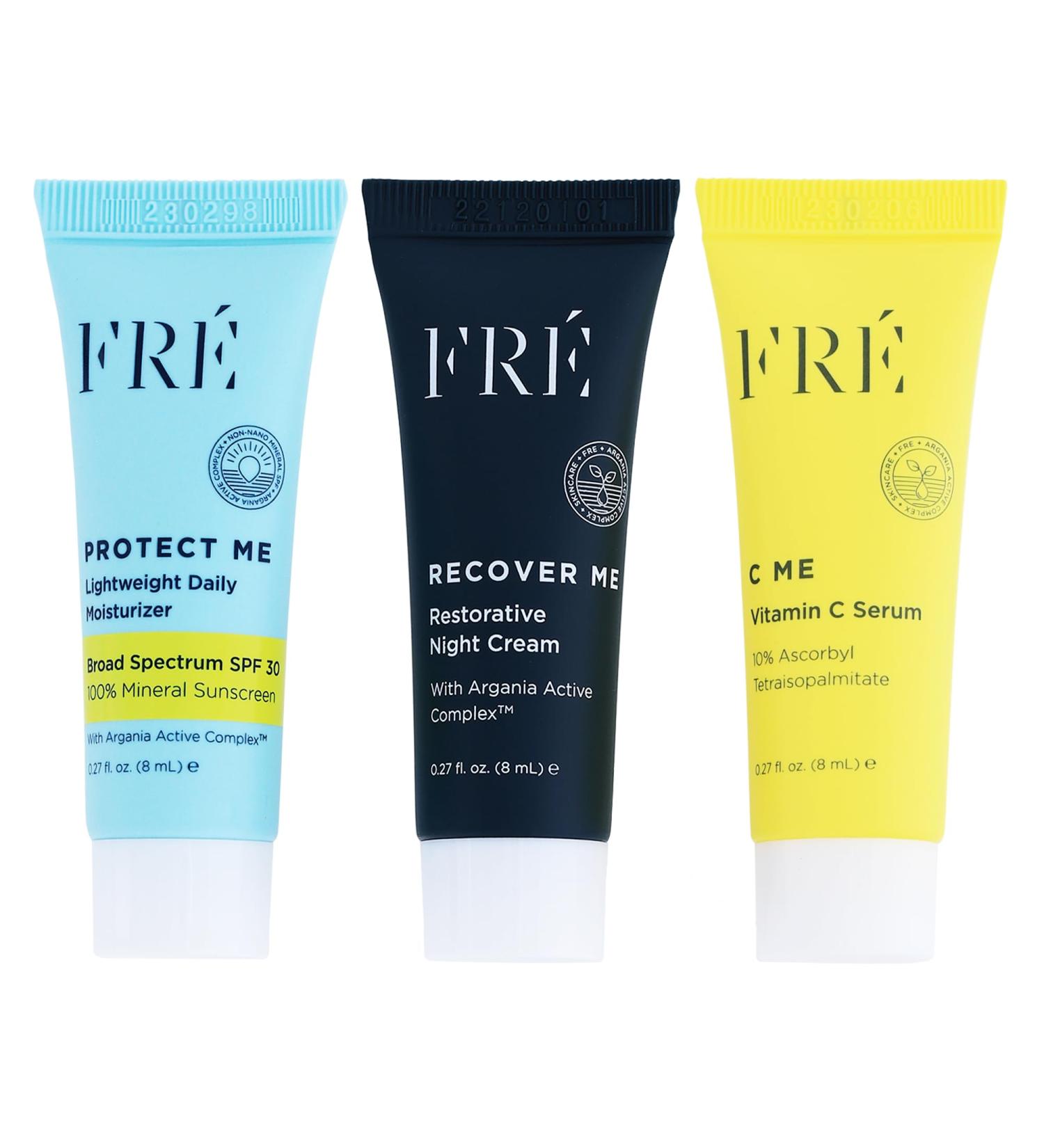 FRE DELUXE Mini Must Haves Skin Care Set | Anti-Aging Vitamin C Serum SPF 30 Moisturizer & Night Cream | Travel Size Essentials for Glowing Skin - Buy Online on GoSupps.com