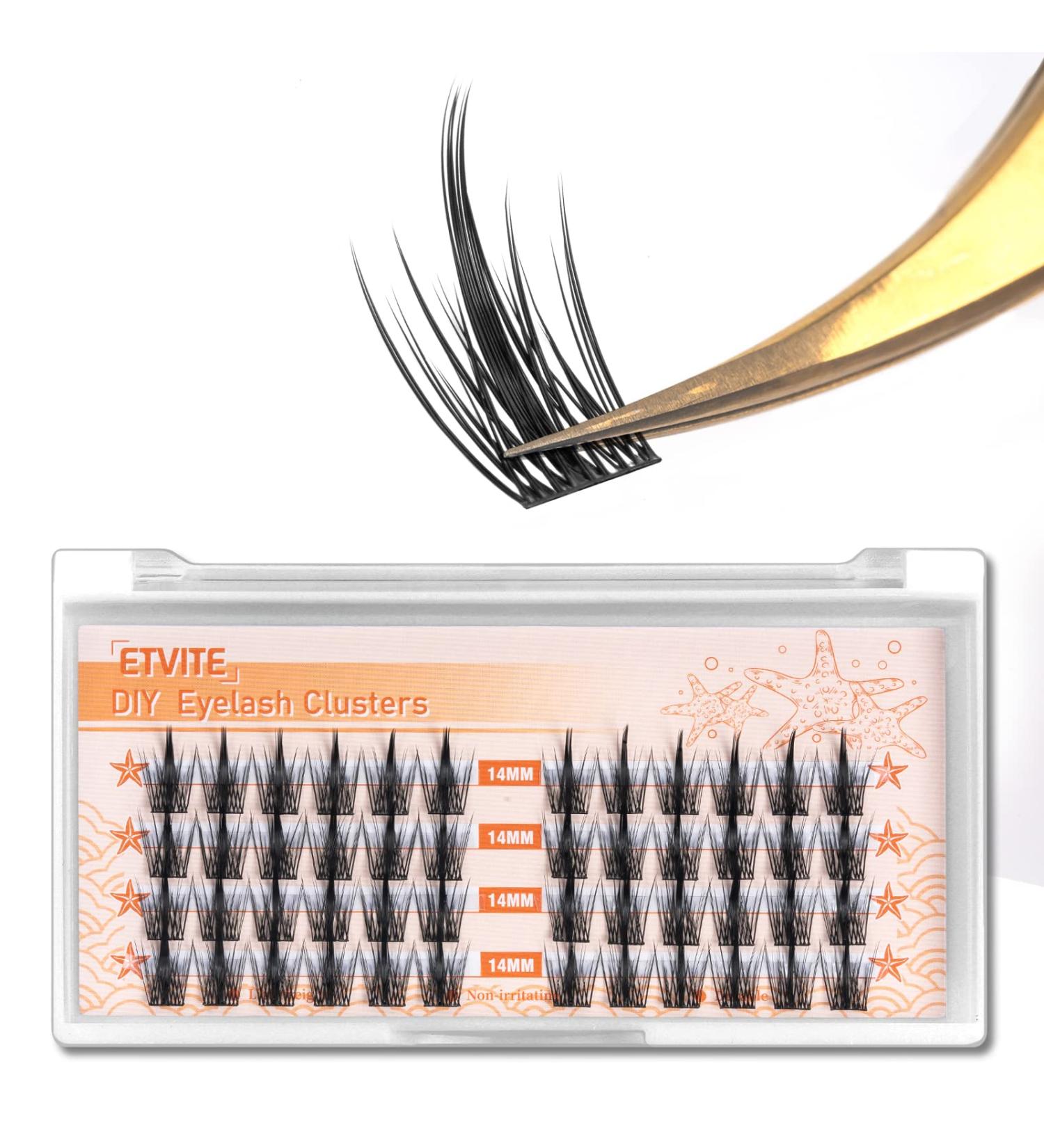 ETVITE DIY Eyelash Extensions 48 Clusters | 3D Effect C Curl | Wispy Spikes Plus Style | Reusable & Long Lasting | Natural Look Individual Lashes - 14mm - Buy Online on GoSupps.com