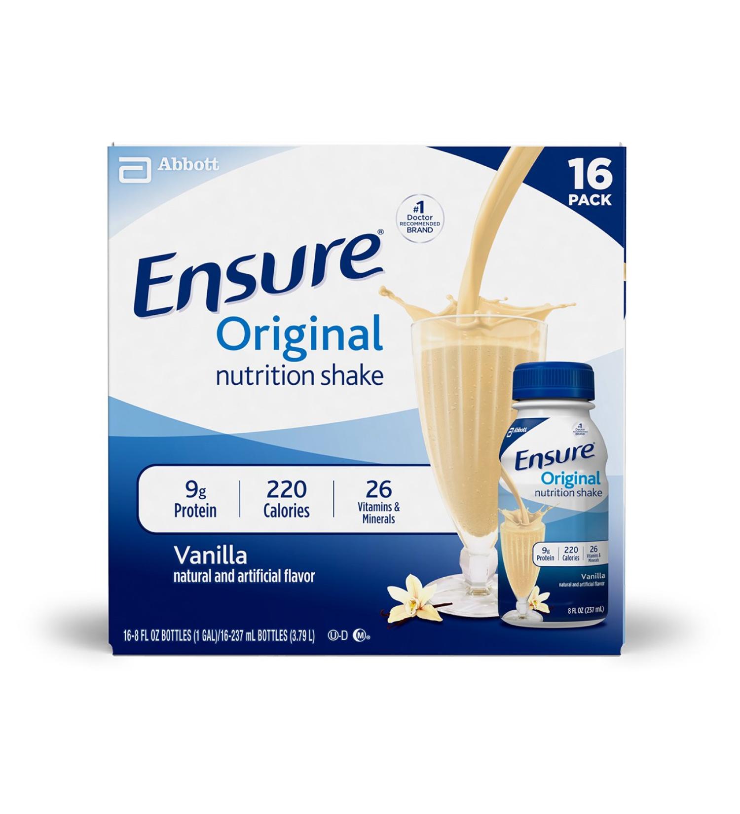 Ensure Original Nutrition Shake Vanilla 8 fl oz - Pack of 16 | Standard Packaging - Buy Online on GoSupps.com