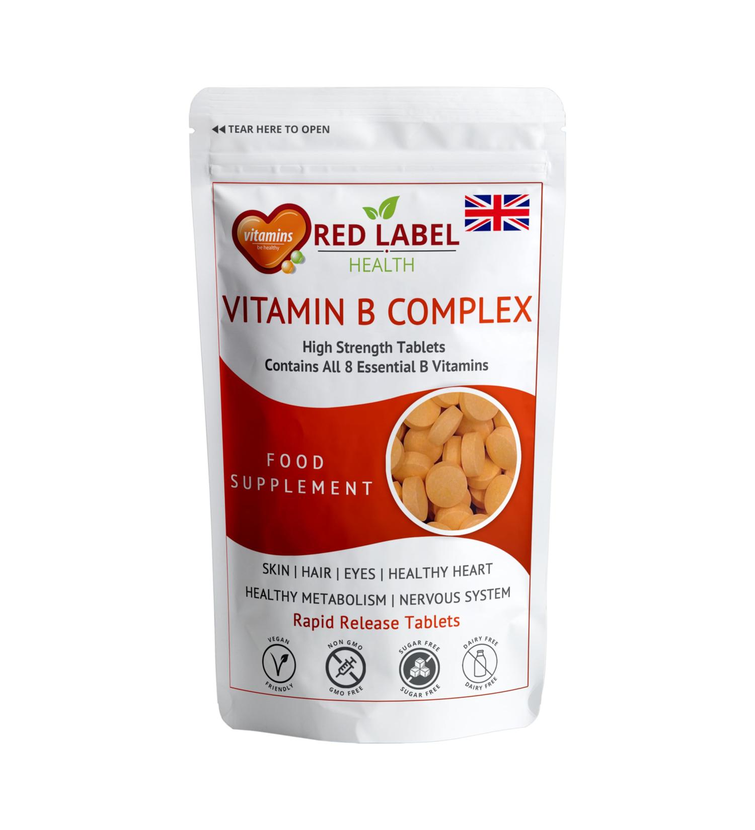 Vitamin B Complex High Strength 60 Tablets (2 Months Supply) All 8 Vitamins B in 1 Tablet Vitamins B1 B2 B3 B5 B6 B12 Biotin & Folic Vitamin B for Men & Women Vegan Made in The UK 1 count (Pack of 60) - Buy Online on GoSupps.com