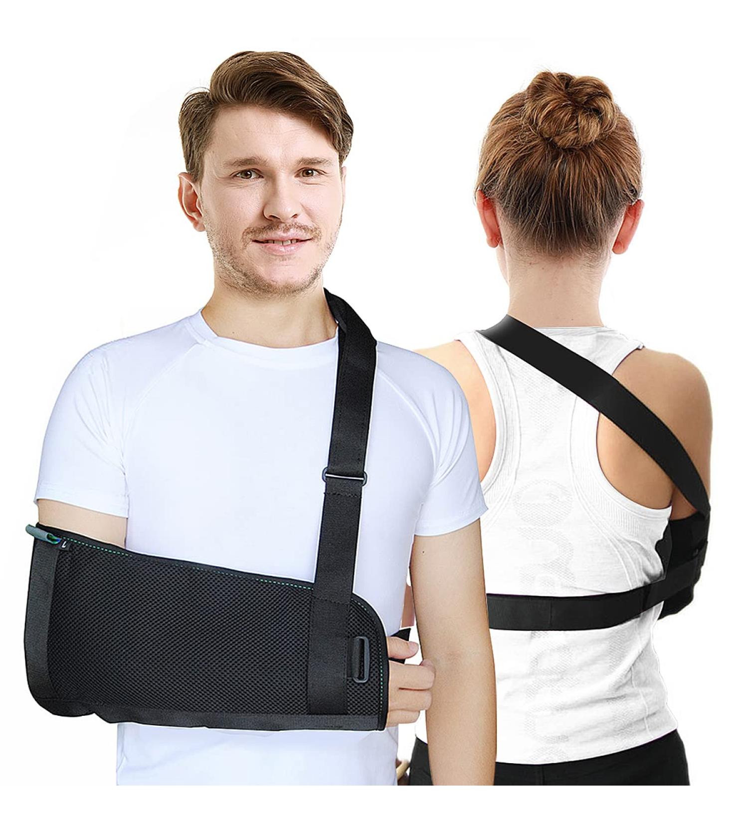 Medical Arm Shoulder Sling with Back Belt | Shoulder Immobilizer Stabilizer for Men & Women | Lightweight Arm Sling for Elbow Wrist Injury | Size L - Buy Online on GoSupps.com