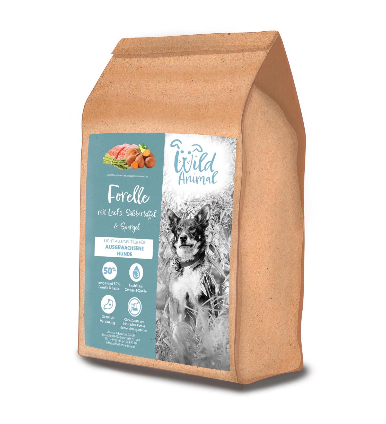 Wild Animal Light Premium Dry Dog Food Trout with Salmon Sweet Potato and Asparagus Grain Free Pack of 1 (1 x 2 kg) - Buy Online on GoSupps.com