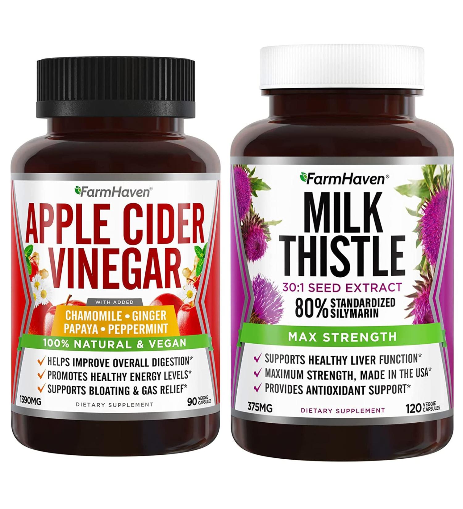 FarmHaven Apple Cider Vinegar Capsules with Ginger & Milk Thistle - Natural Detox & Digestion Support - Buy Online on GoSupps.com