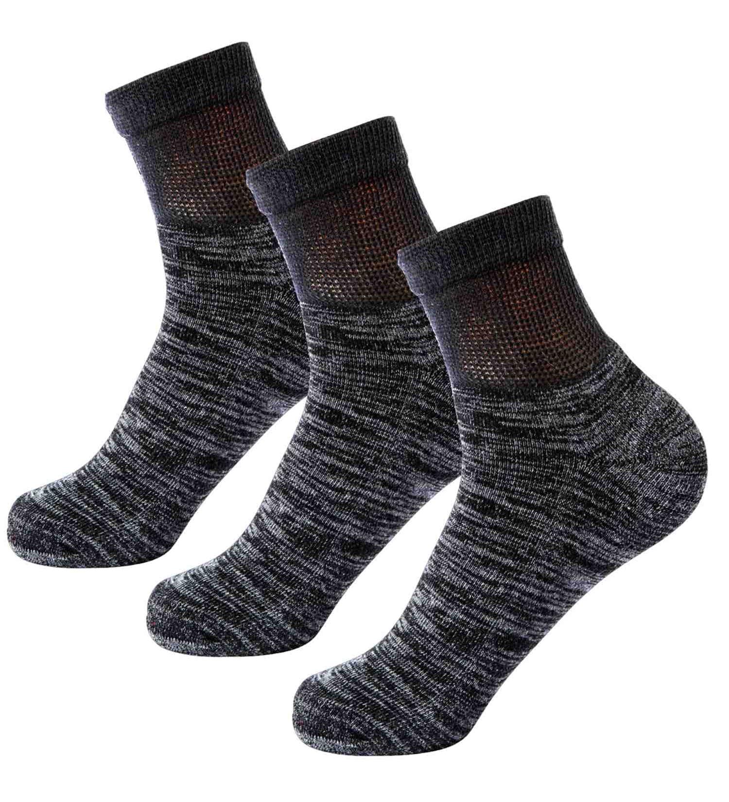 Wide Non-Binding Bamboo Diabetic Circulatory Socks 3 Pack - Large/X-Large - Black Grey - 3 Pairs Ankle - Buy Online on GoSupps.com