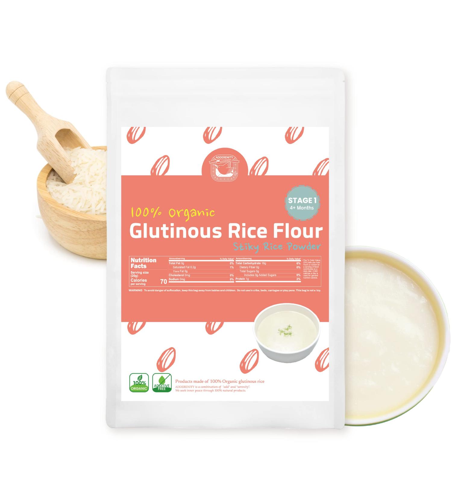 Organic Glutinous Rice Powder 8oz - Suitable for 4+ Months | 100% Korean Sticky Rice/Sweet Rice | Premium Quality - Buy Online on GoSupps.com