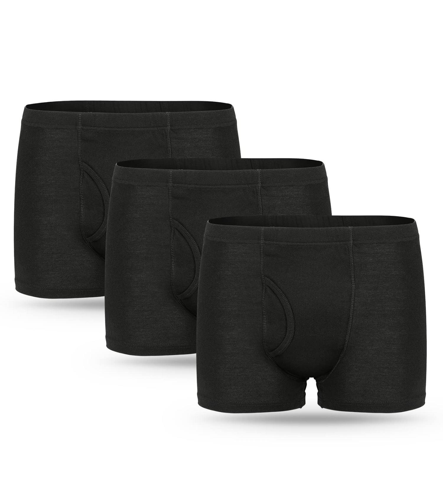Men's Incontinence Pants - 3 Pcs Cotton Washable Boxers with 300ml Absorbent Pad - XXL Size Black - Buy Online on GoSupps.com
