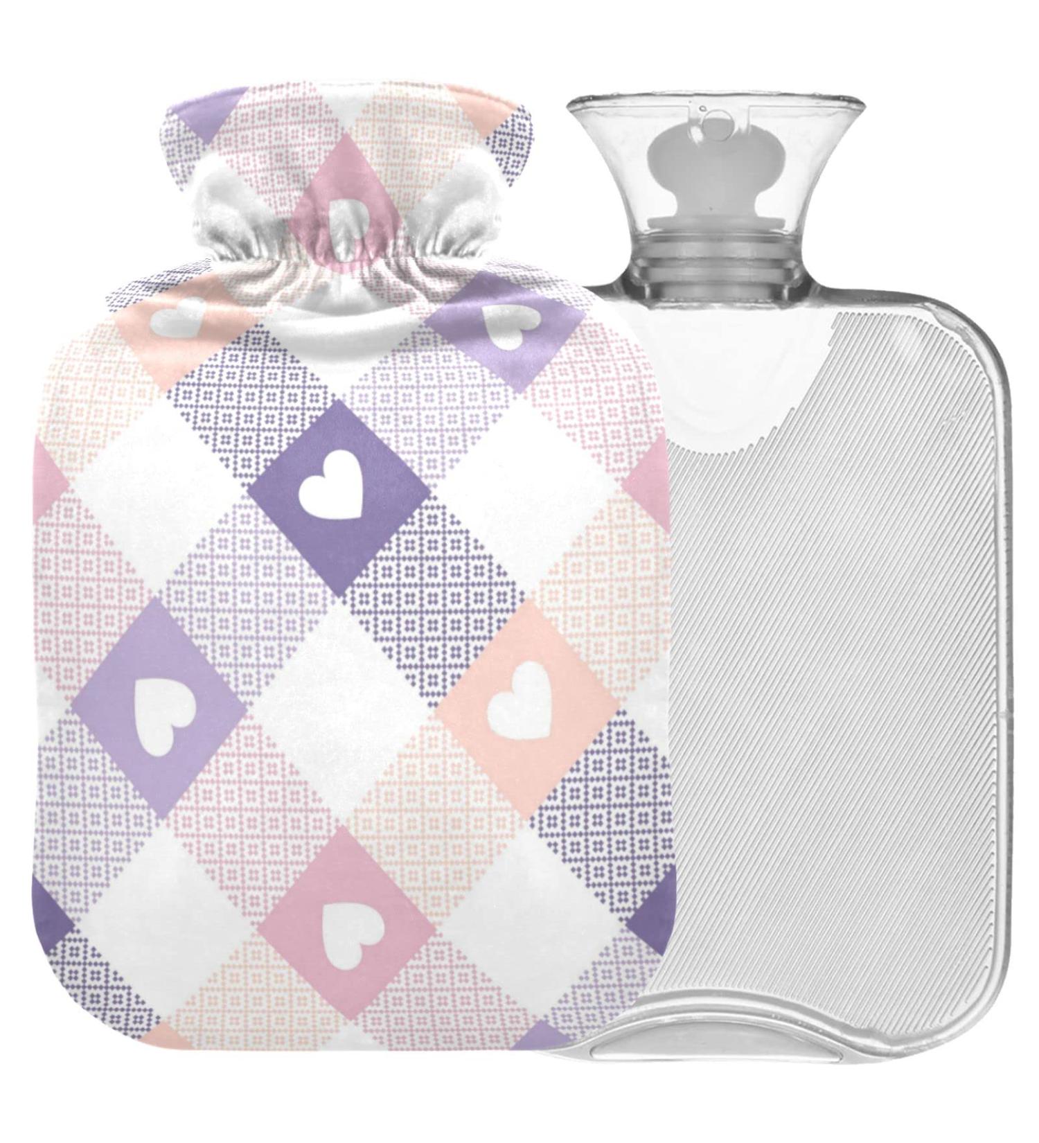 Naanle Hot Water Bottle | Valentine's Day Tartan Plaid | 1L Pain Relief for Back Hands & Feet | Warm & Cold Therapy - Buy Online on GoSupps.com