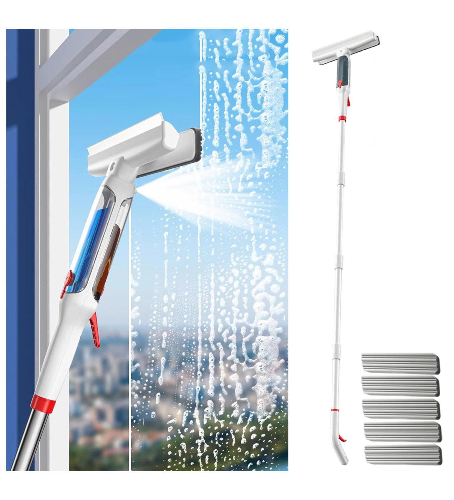 RRRYYYZZ 75'' Spray Window Cleaning Kit with 4-Section Extension Pole 4 in 1 Window Squeegee for Home Glass Squeegee with Sewage Collector and 5 Pads - Buy Online on GoSupps.com