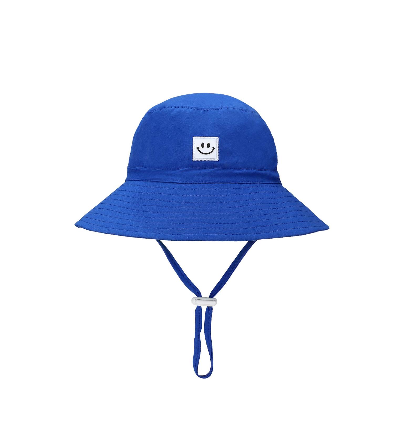 HSYZZY Baby Sun Hat UPF 50+ | Cute Smile Face Design | Adjustable Bucket Hat for Boys & Girls 0-6 Months | Royal Blue - Buy Online on GoSupps.com
